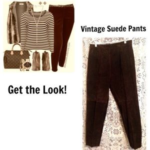 Vintage Brown Suede Pants Leather 16